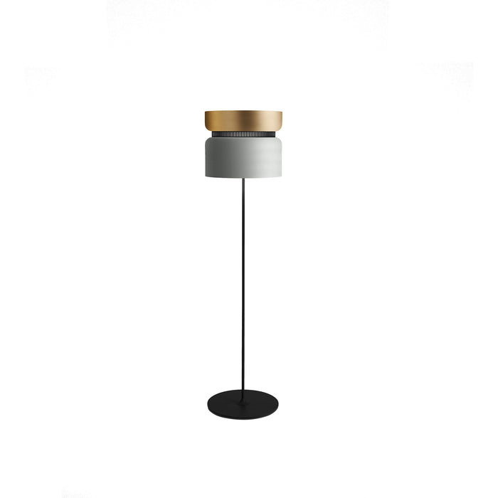 Aspen F40 Floor Lamp in Brass/Limestone.