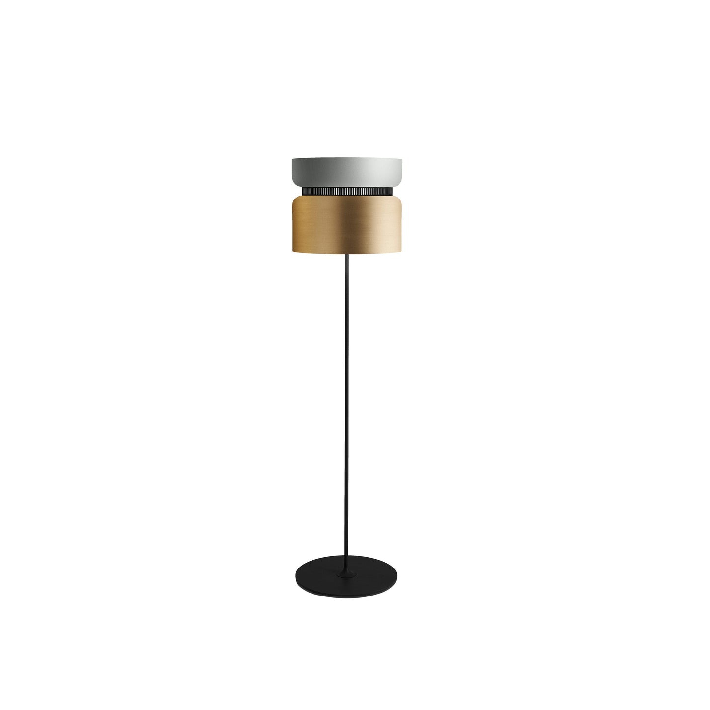 Aspen F40 Floor Lamp in Limestone/Brass.