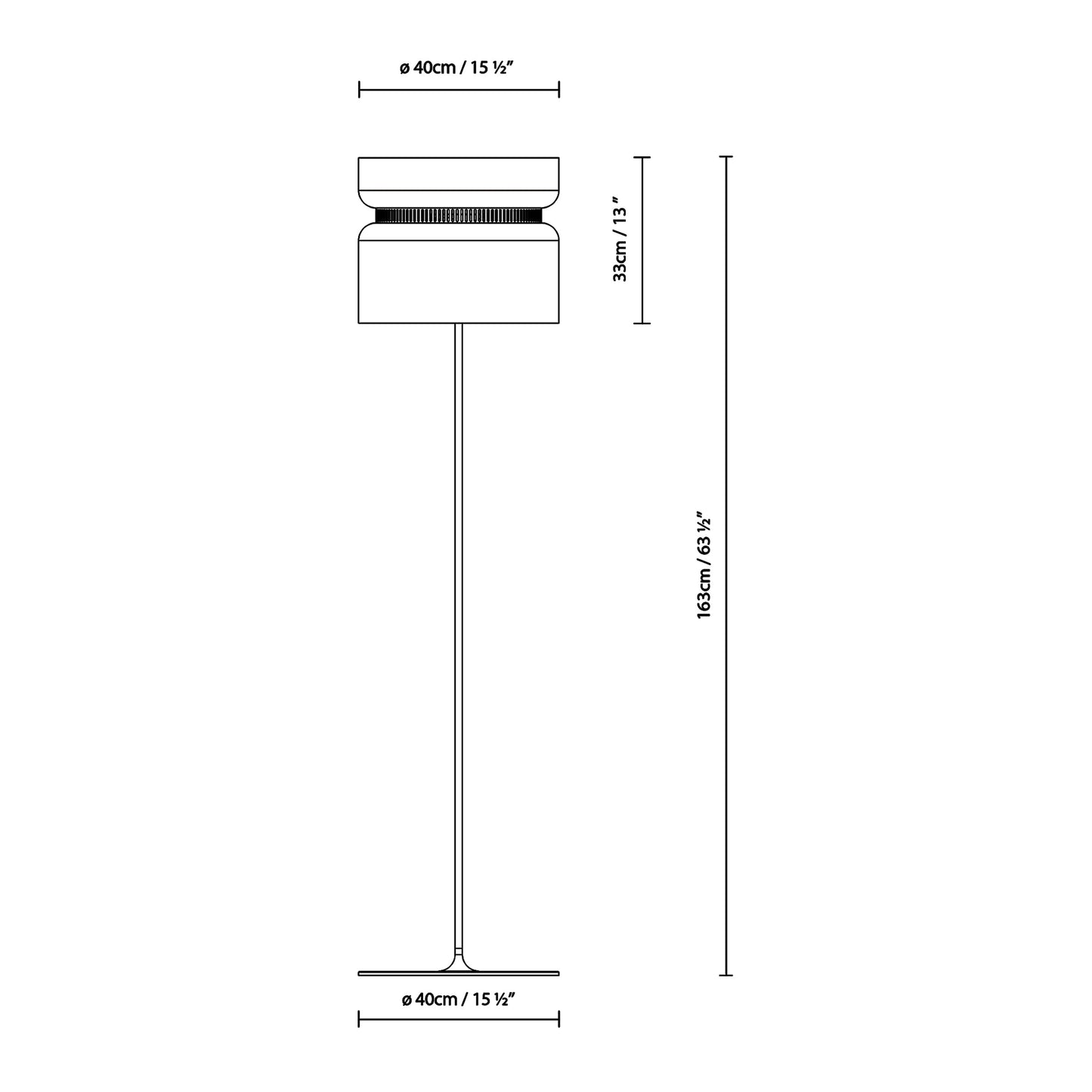 Aspen F40 Floor Lamp - line drawing.