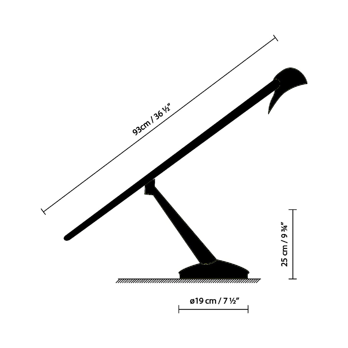 Bluebird T Table Lamp - line drawing.