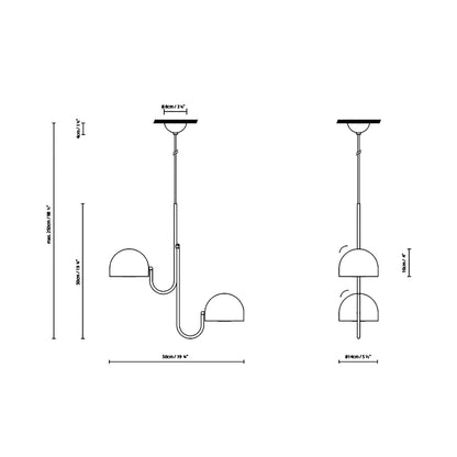 Bowee S2 LED Pendant Light - line drawing.