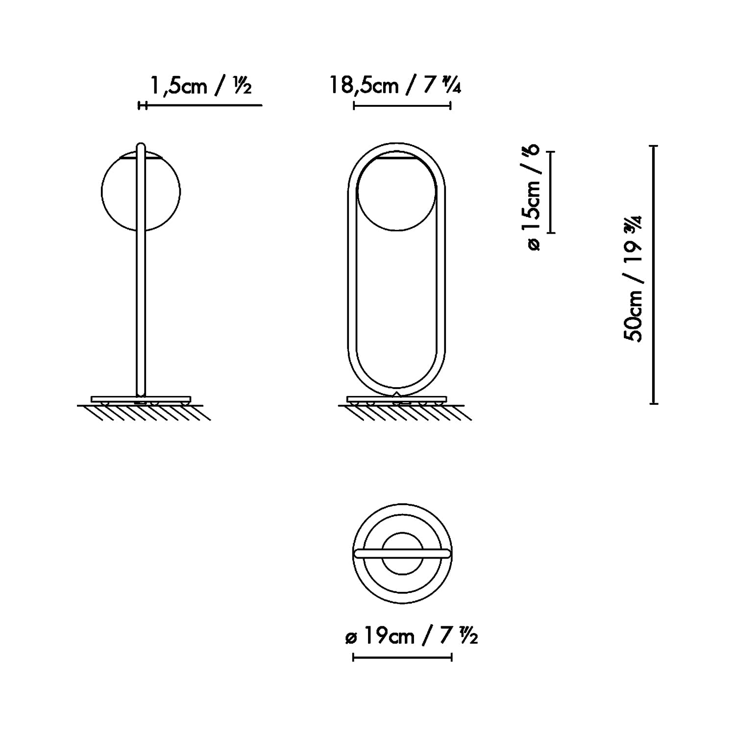 C_Ball T Table Lamp - line drawing.