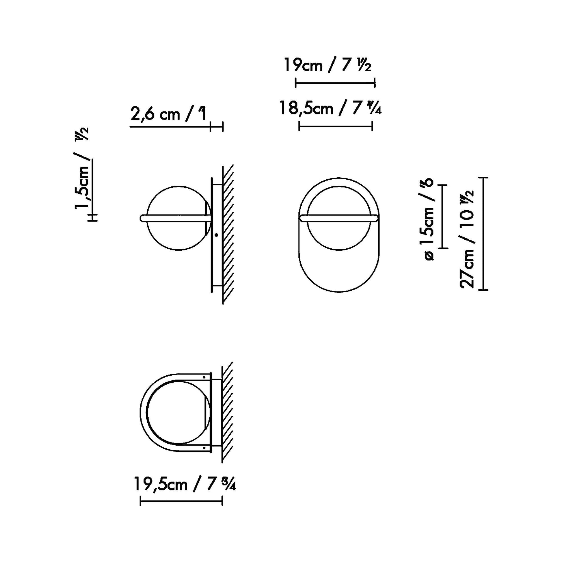 C_Ball W Wall Light - line drawing.