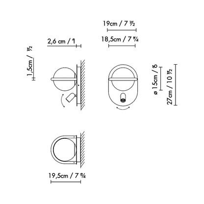 C_Ball W Wall Light - line drawing.