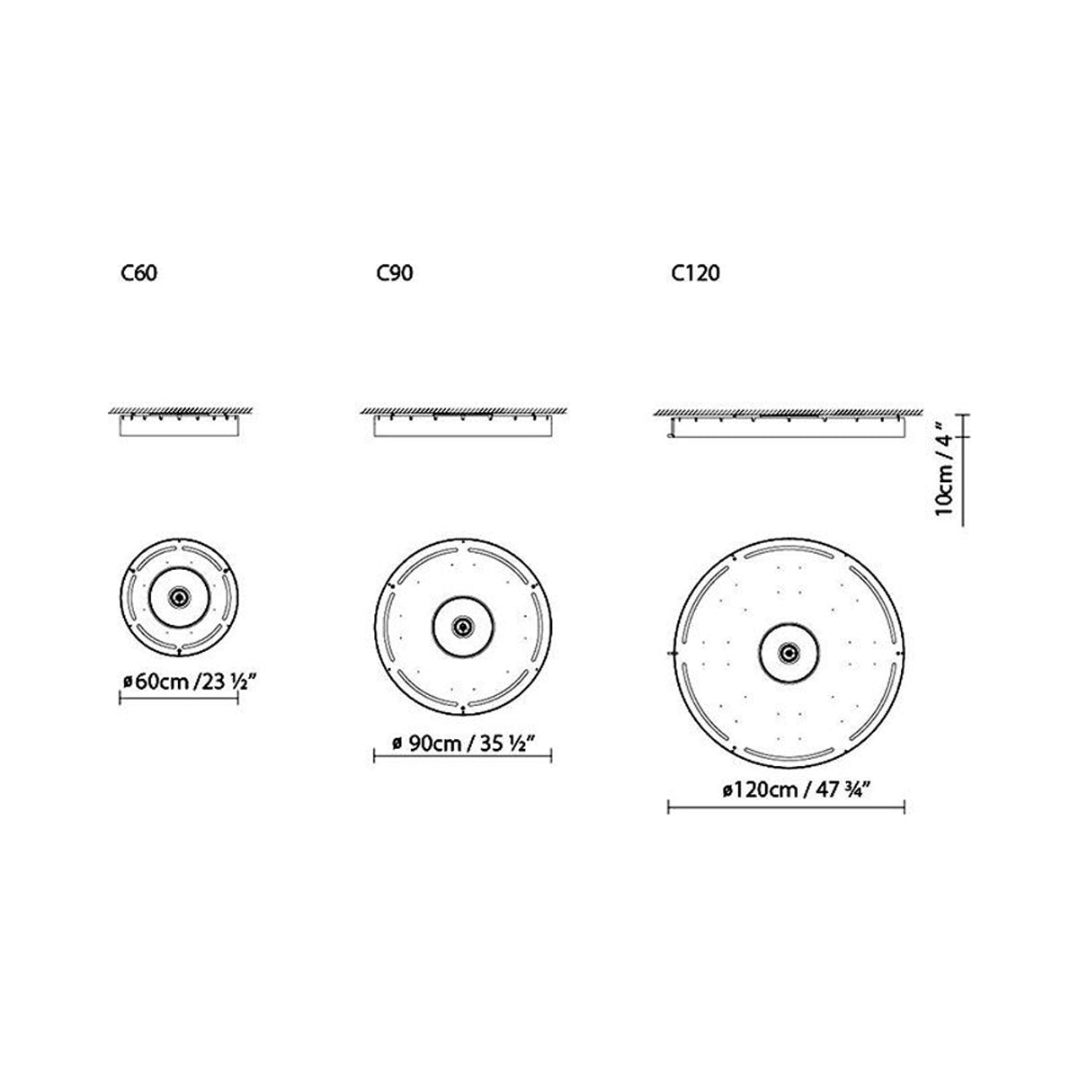 Castle C LED Flush Mount Ceiling Light - line drawing.