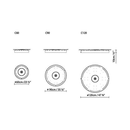 Castle C LED Flush Mount Ceiling Light - line drawing.