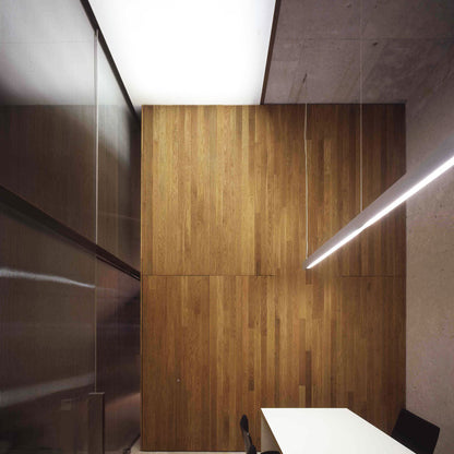 Marc S LED Linear Pendant Light in office.