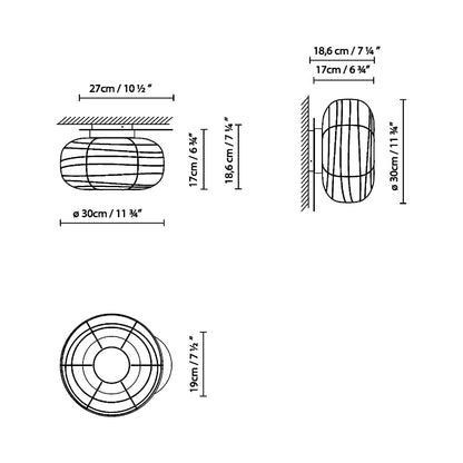 Misko C/W Ceiling / Wall Light - line drawing.