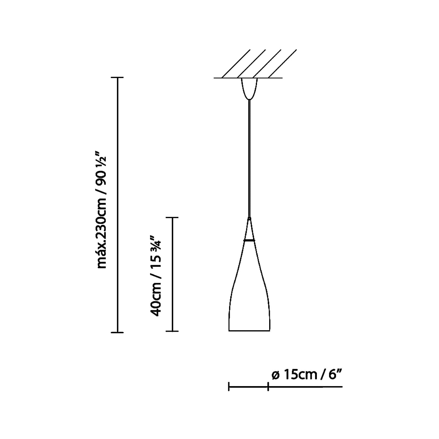 Nite S Pendant Light - line drawing.