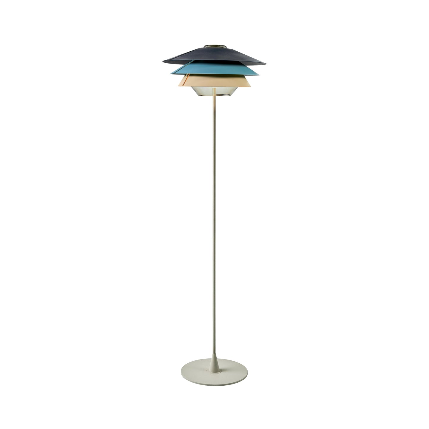 Overlay F Floor Lamp in Dark Blue/Light Blue/Beige.