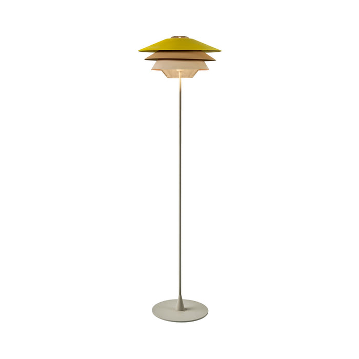 Overlay F Floor Lamp in Yellow/Grey/Beige.