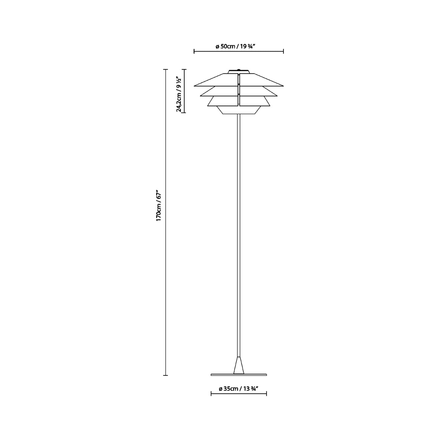 Overlay F Floor Lamp - line drawing.