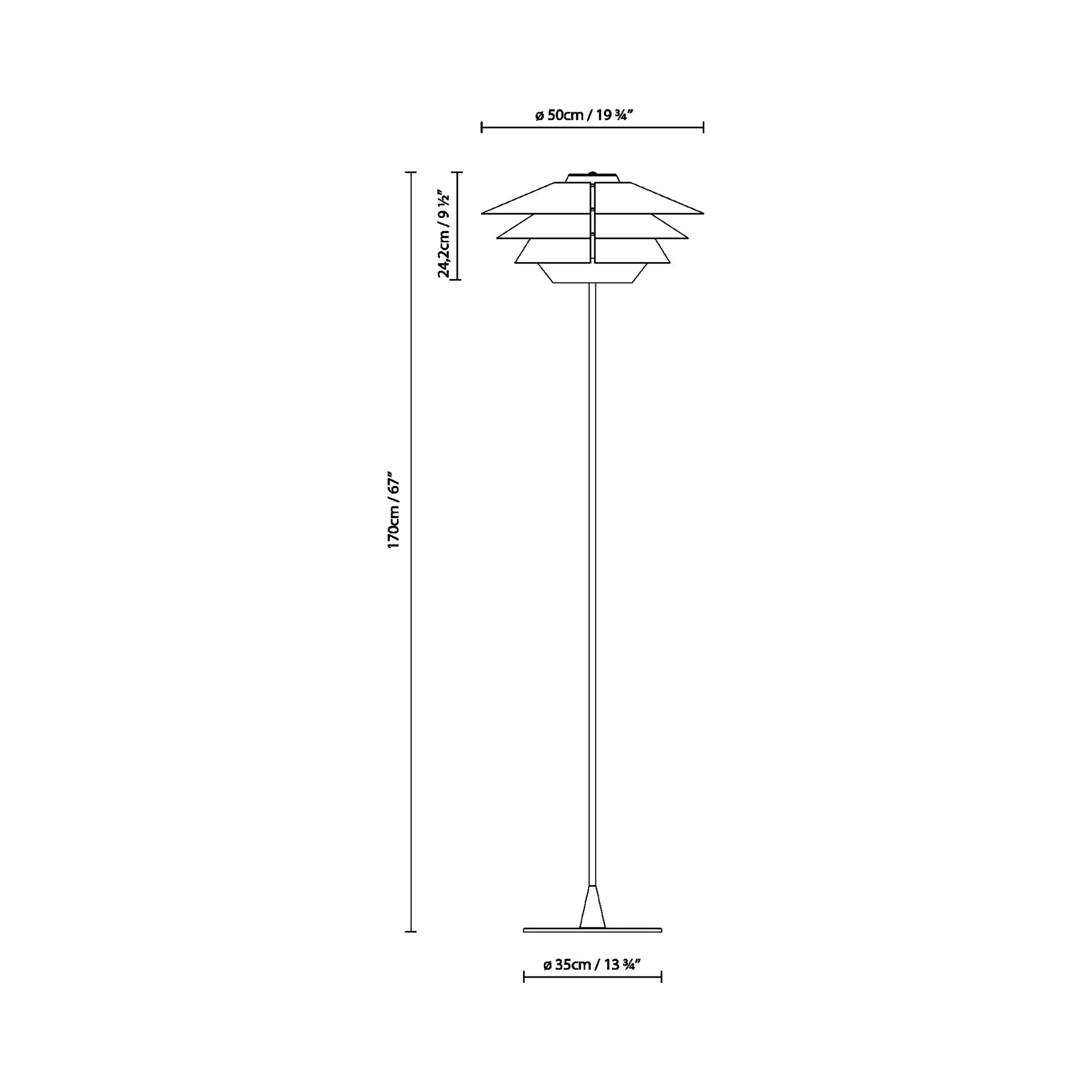 Overlay F Floor Lamp - line drawing.