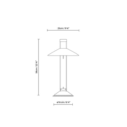 Regina T Table Lamp - line drawing.