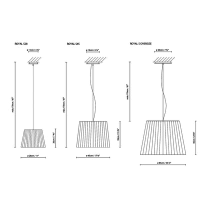 Royal S Pendant Light line-drawing.