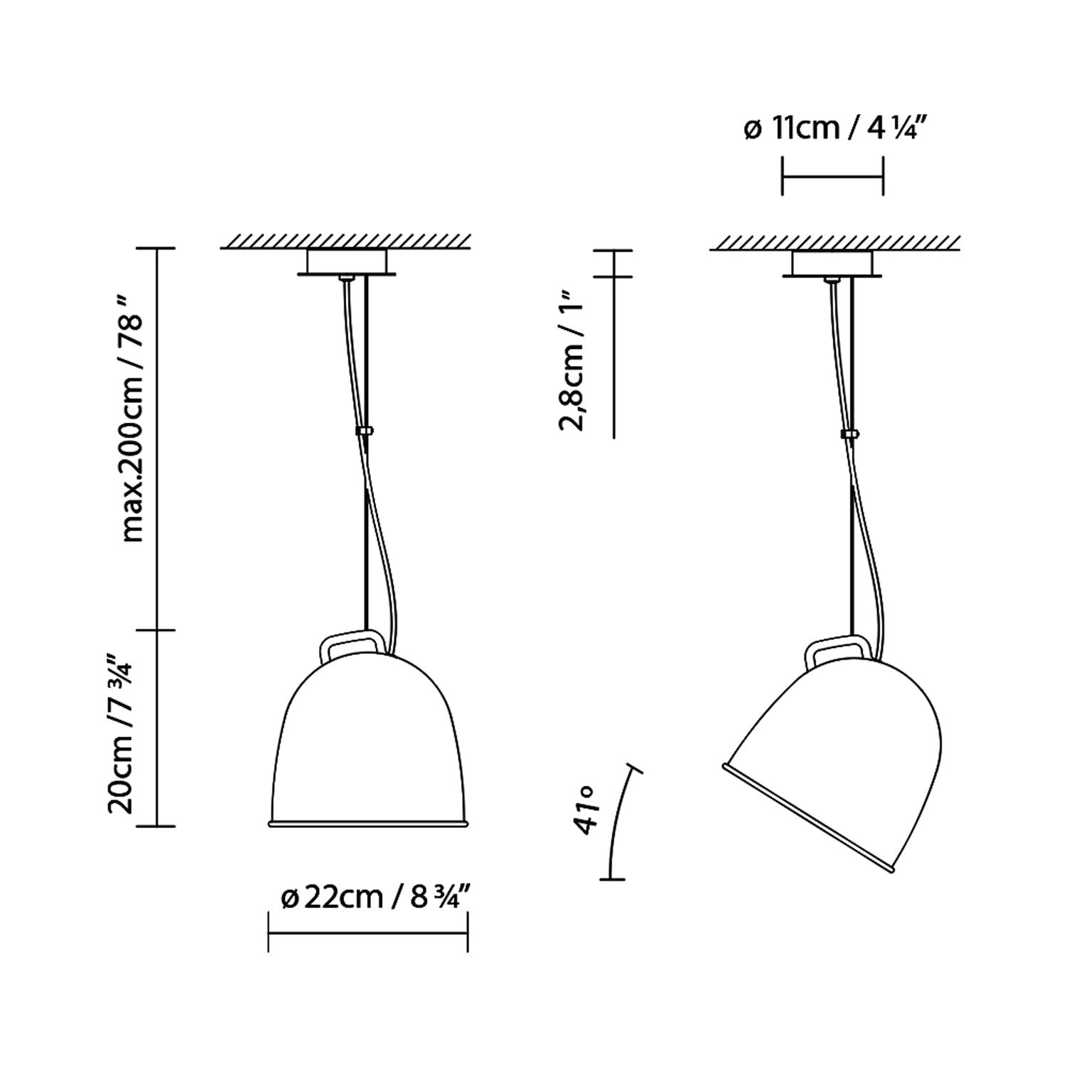 Scout S Pendant Light line-drawing.