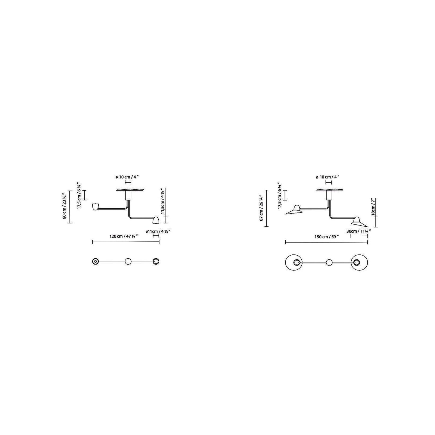 Speers Arm C LED Ceiling Light line-drawing.