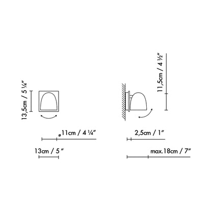 Speers W LED Wall Light in line-drawing.