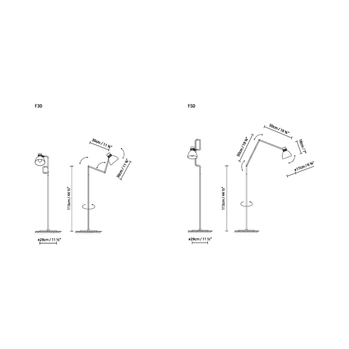 Blux System F Floor Lamp - line drawing.