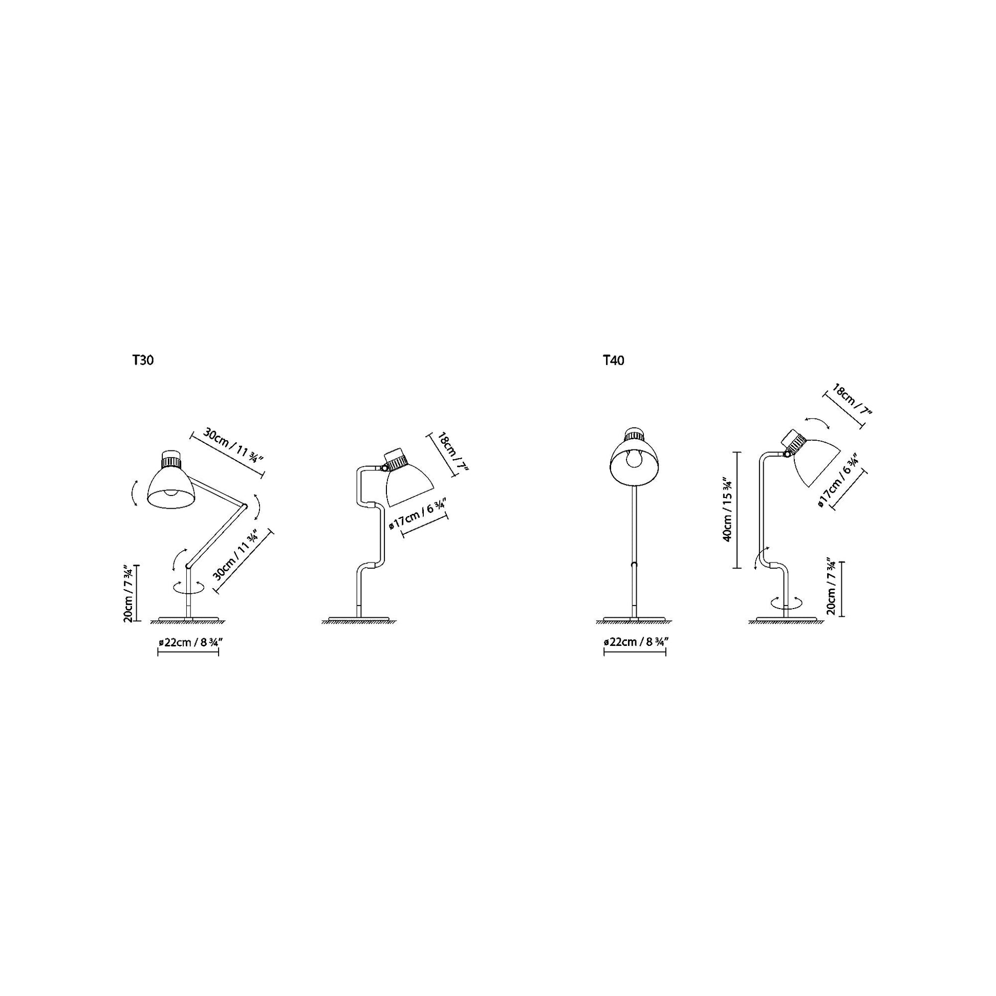 Blux System T Table Lamp - line drawing.