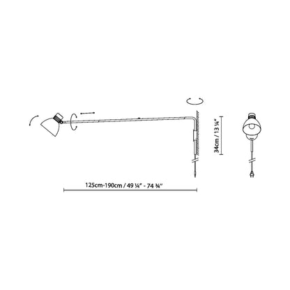 Blux System W Plug-In Wall Light - line drawing.