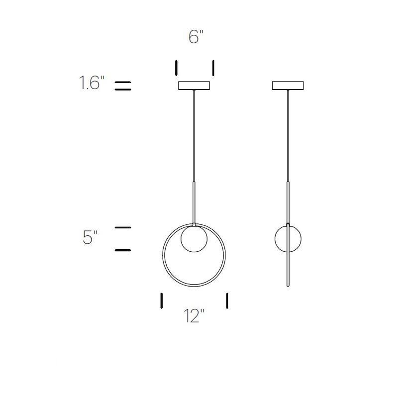 Bola Halo LED Pendant Light - line drawing.