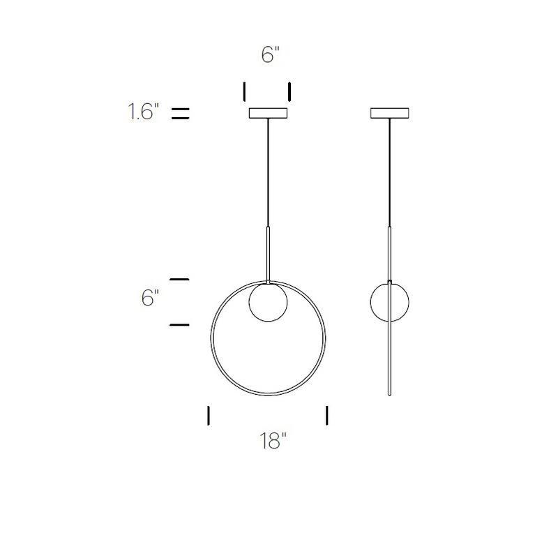 Bola Halo LED Pendant Light - line drawing.