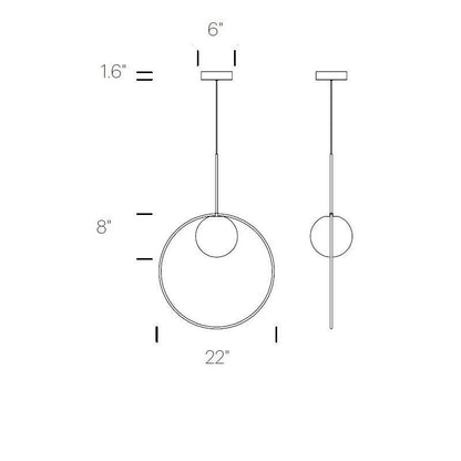 Bola Halo LED Pendant Light - line drawing.