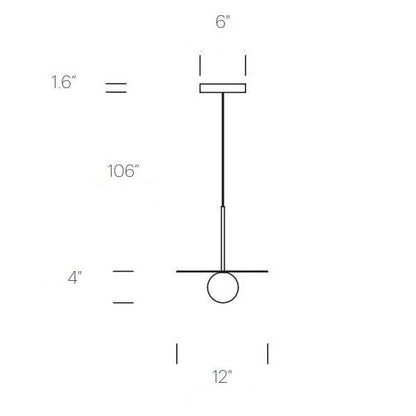 Bola LED Disc Pendant Light - line drawing.