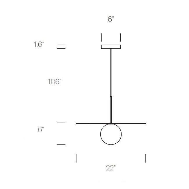 Bola LED Disc Pendant Light - line drawing.