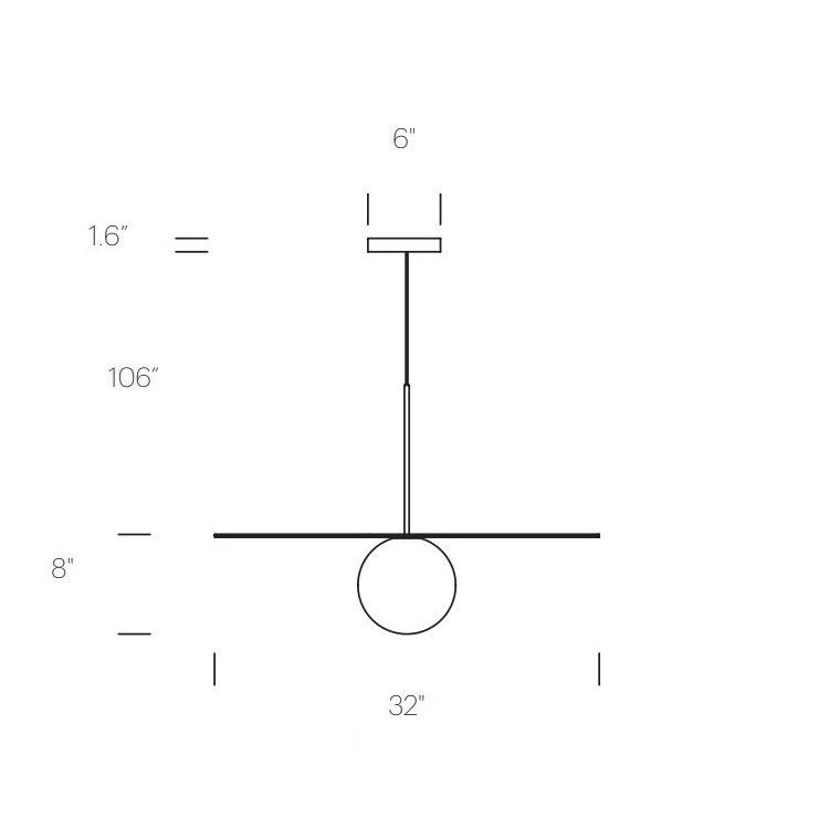 Bola LED Disc Pendant Light - line drawing.