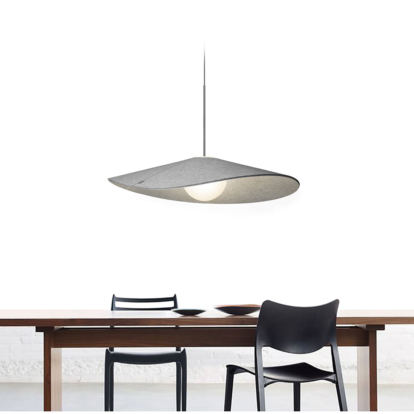 Bola LED Felt Pendant Light in dining room.