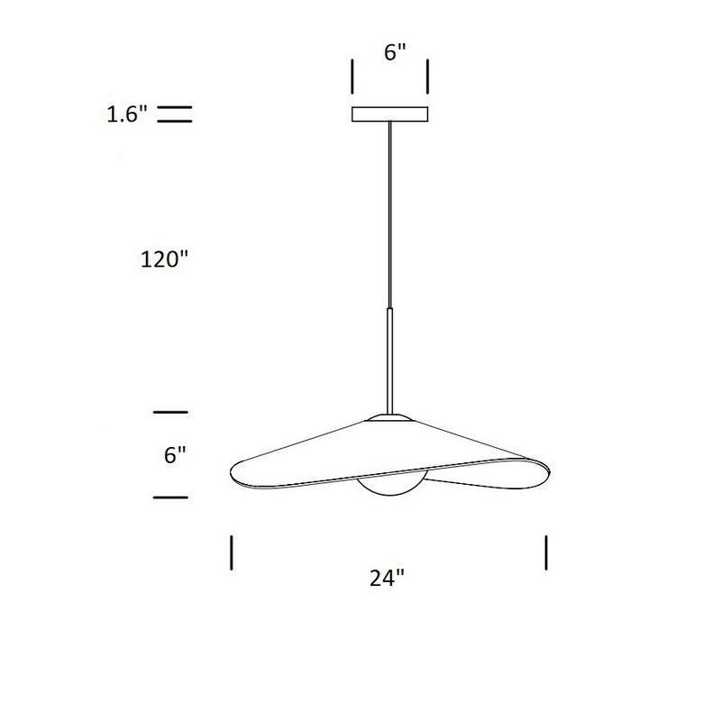 Bola LED Felt Pendant Light - line drawing.