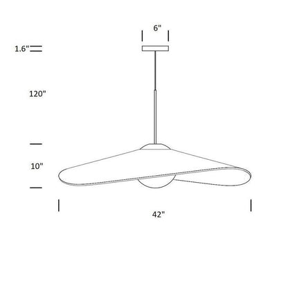 Bola LED Felt Pendant Light - line drawing.