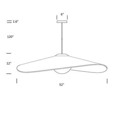 Bola LED Felt Pendant Light - line drawing.