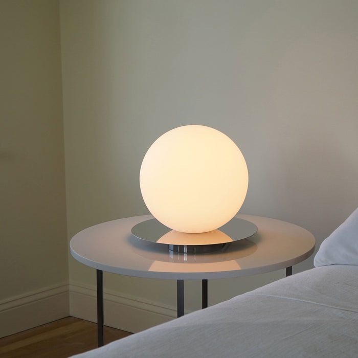 Bola Sphere LED Table Lamp in bedroom.