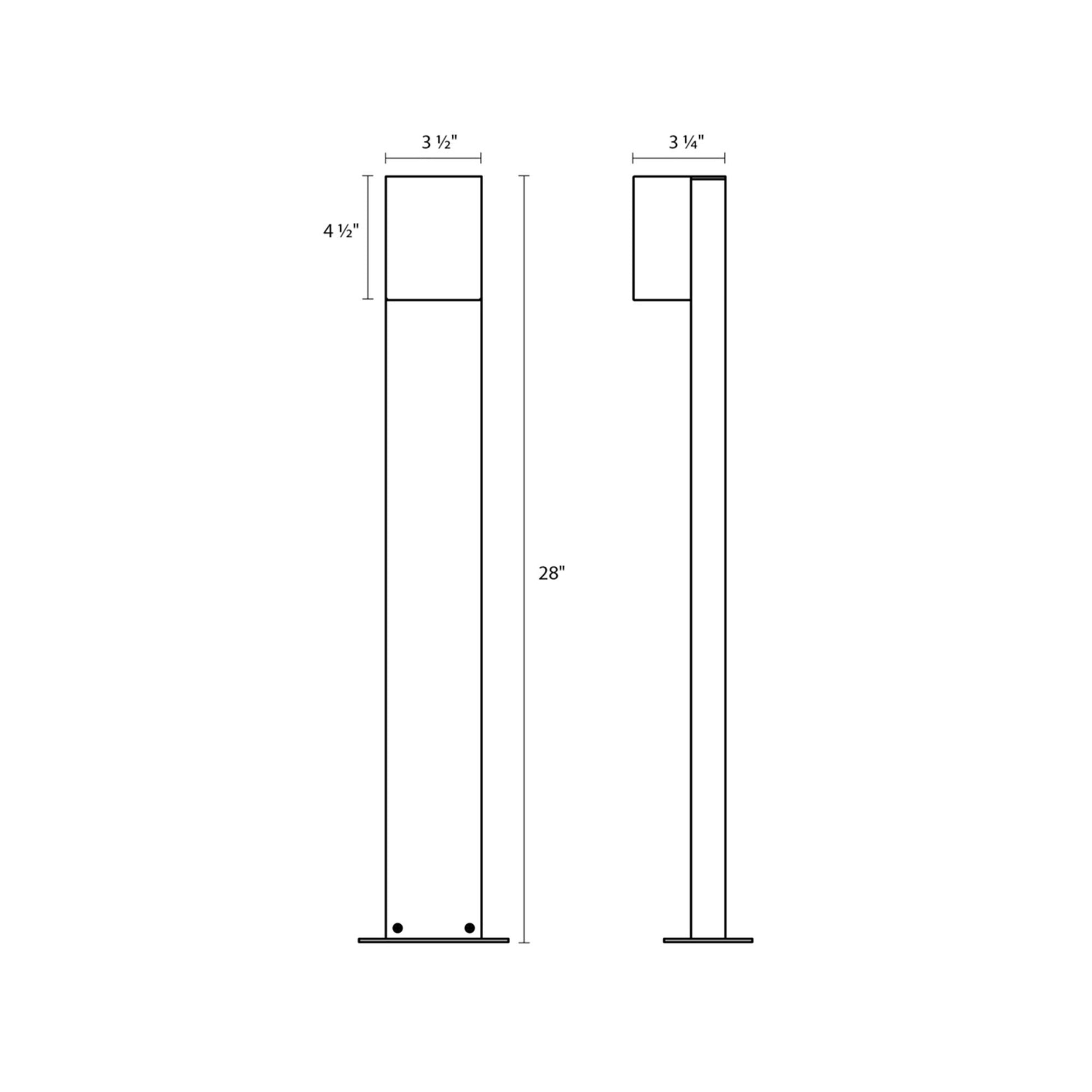 Box LED Bollard Light - line drawing.