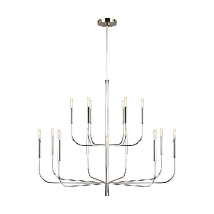 Brianna Two-Tier Chandelier in Polished Nickel.