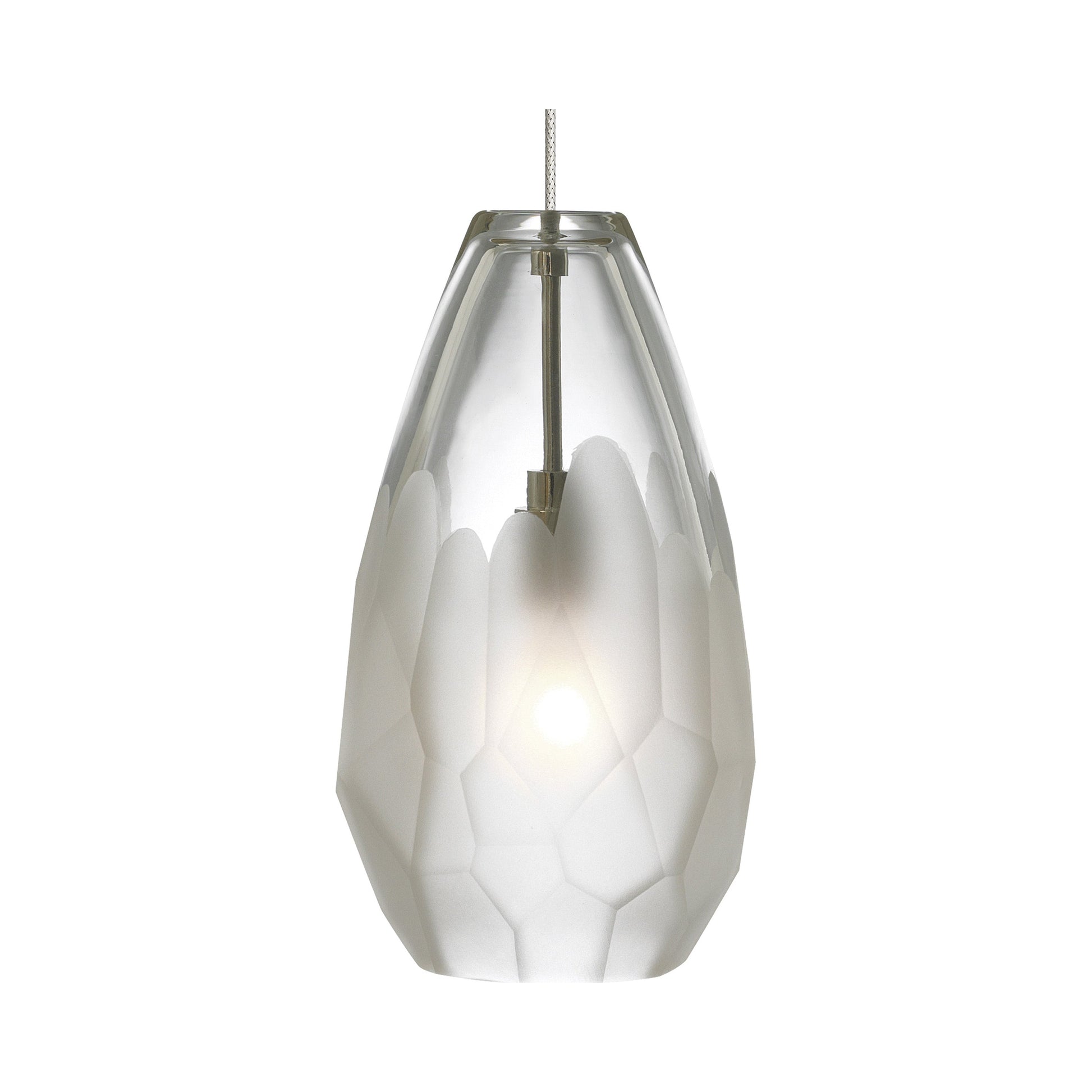 Briolette Low Voltage Pendant Light in Frost/Satin Nickel.