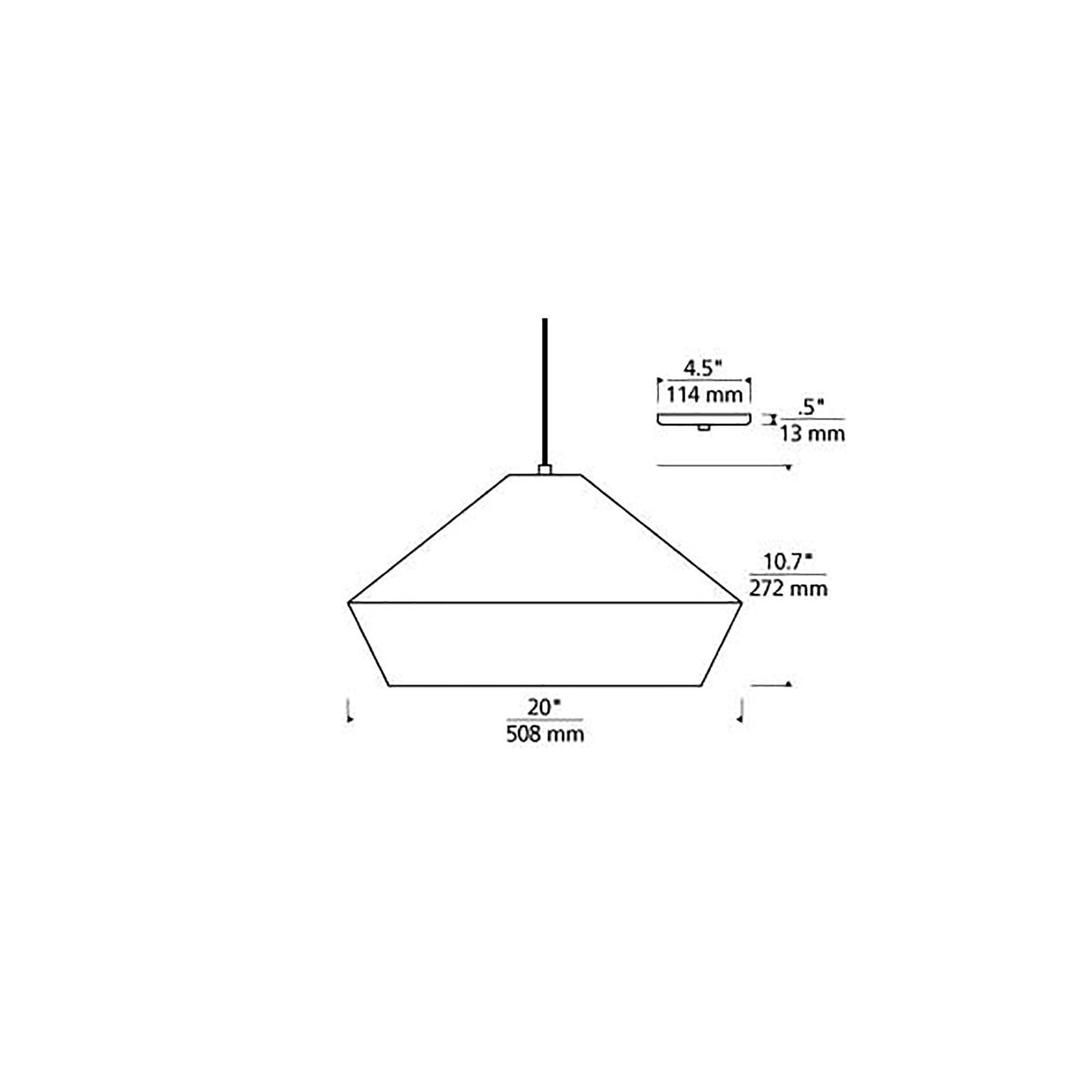 Brummel Grande Pendant Light - line drawing.