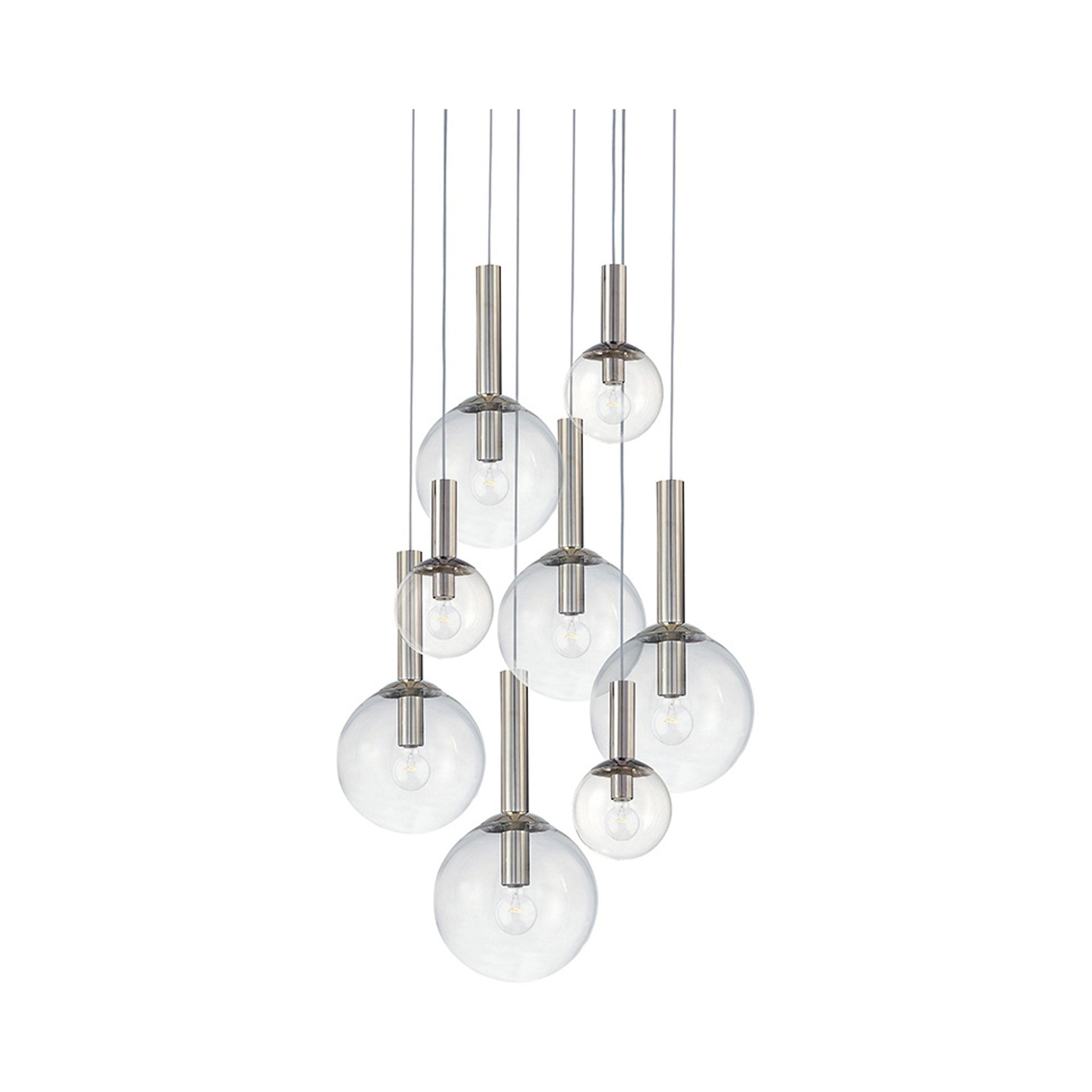 Bubbles Multi Light Pendant Light in Polished Nickel (8-Light).
