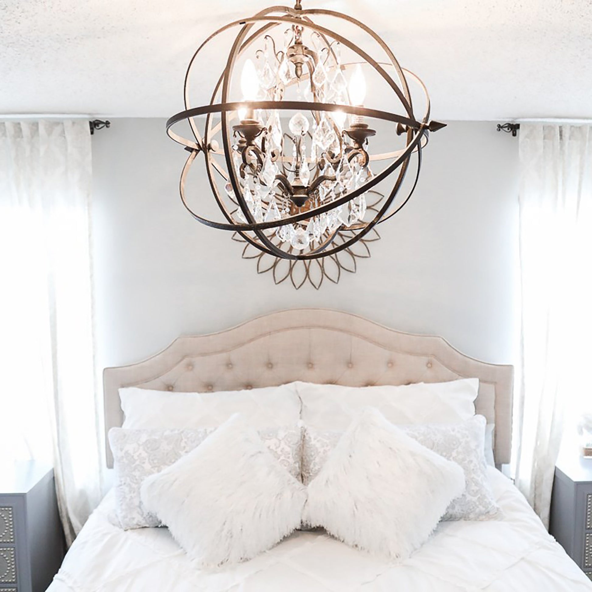 Byron Chandelier in bedroom.