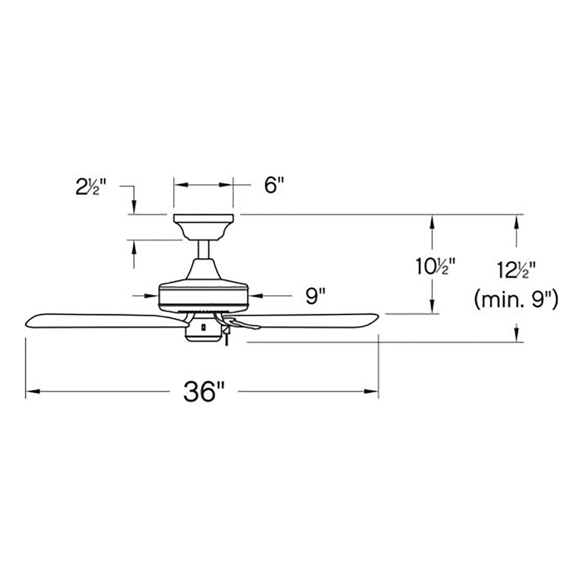 Cabana Ceiling Fan - line drawing. 