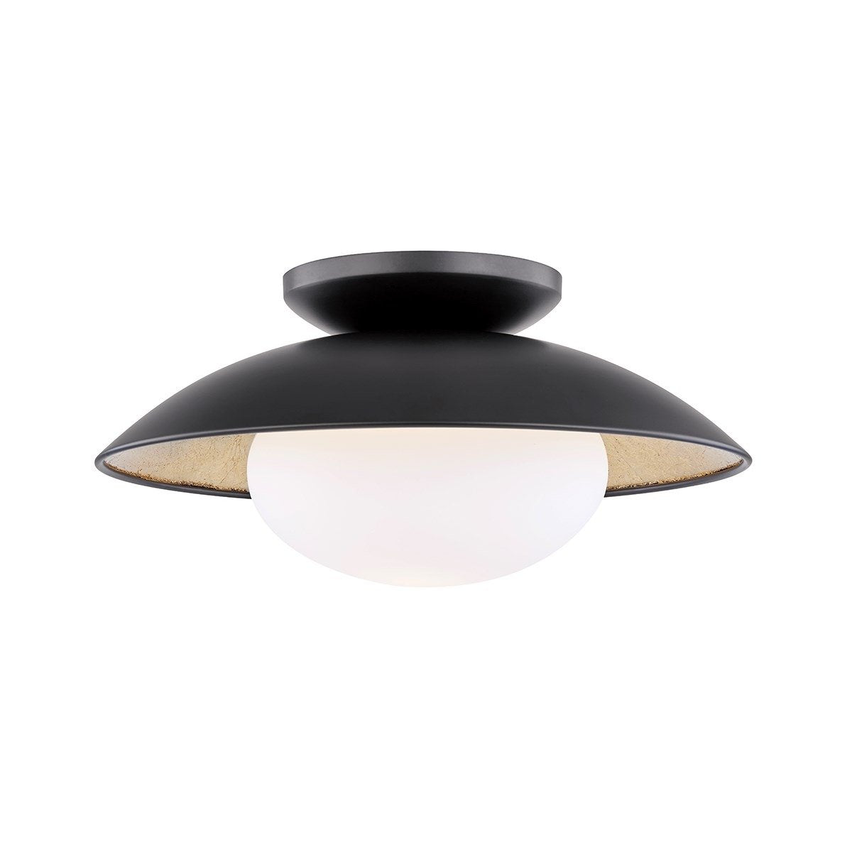 Cadence 1-Light Semi-Flush Mount Ceiling Light in Black Lustro / Gold Leaf (Medium).