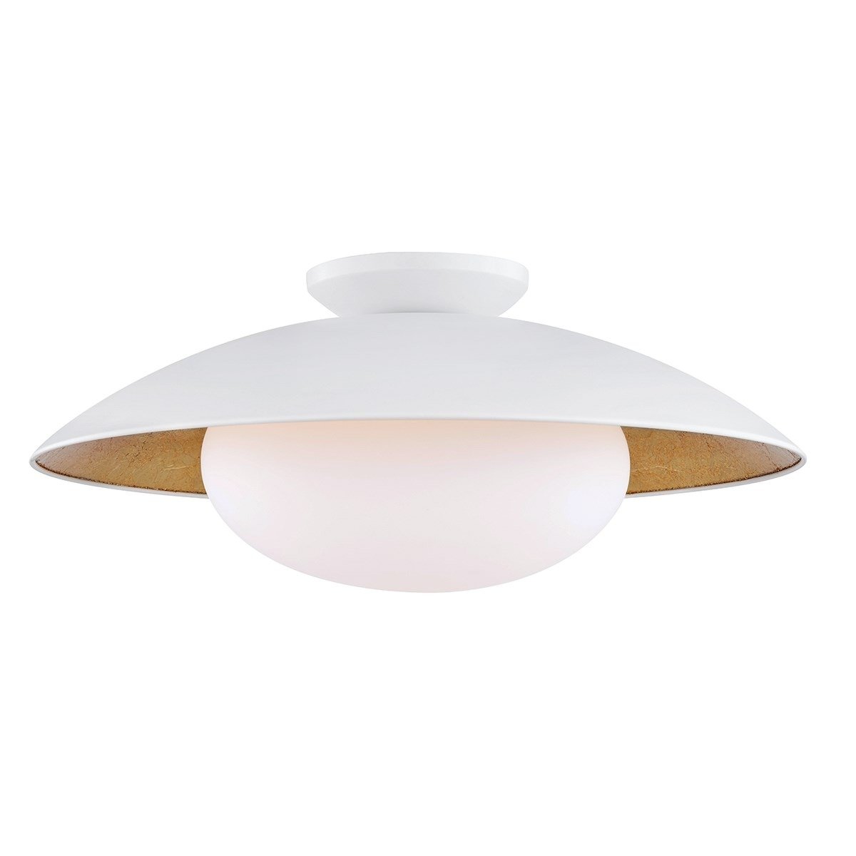 Cadence 1-Light Semi-Flush Mount Ceiling Light in Soft Off White / Gold Leaf (Large).