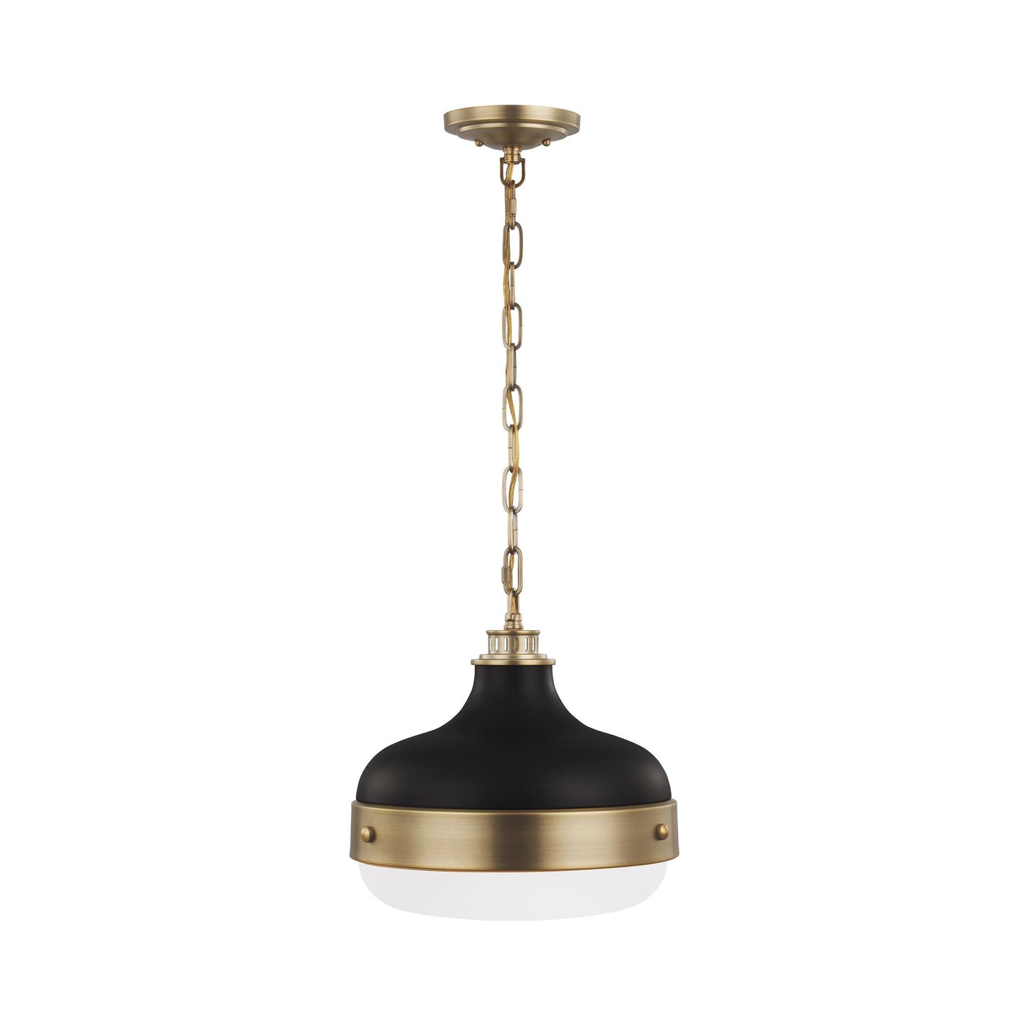 Cadence Pendant Light in Dark Antique Brass/Matte Black.