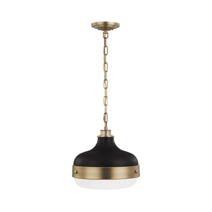 Cadence Pendant Light in Dark Antique Brass/Matte Black.