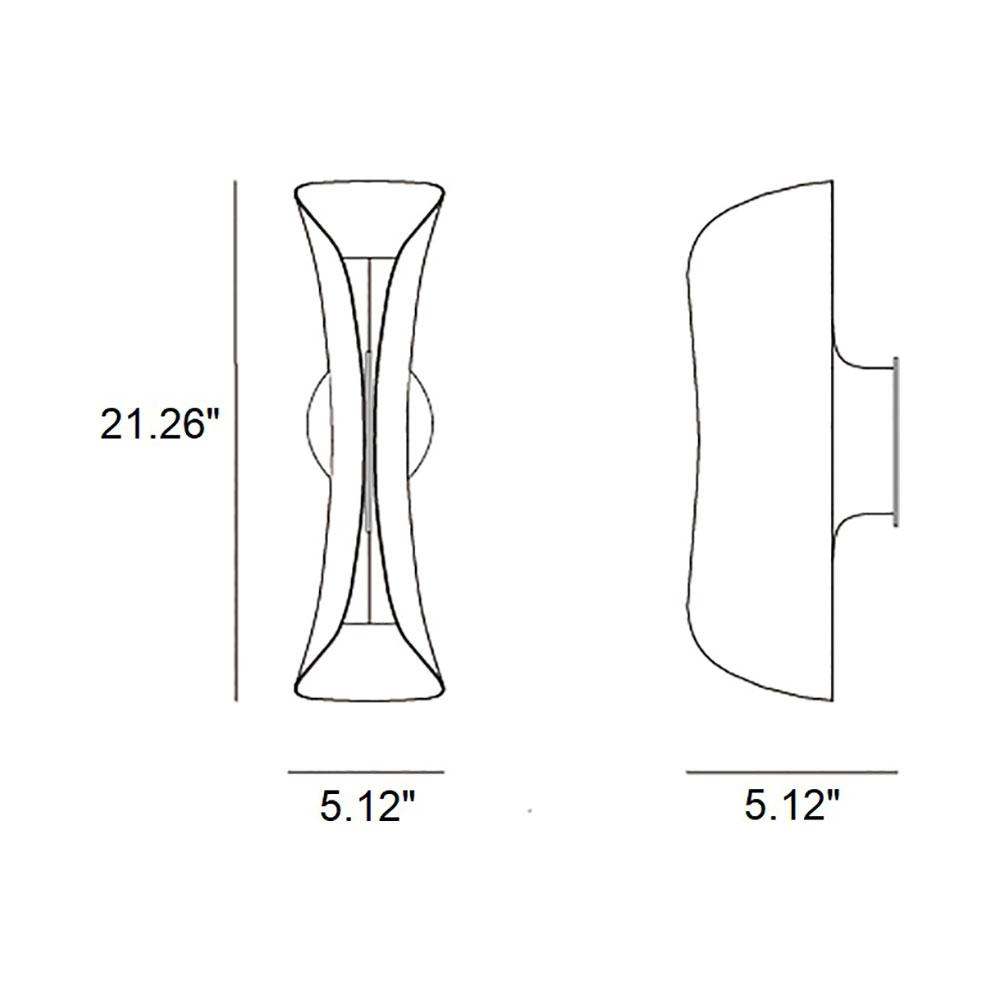 Cadmo LED Wall Light - line drawing.