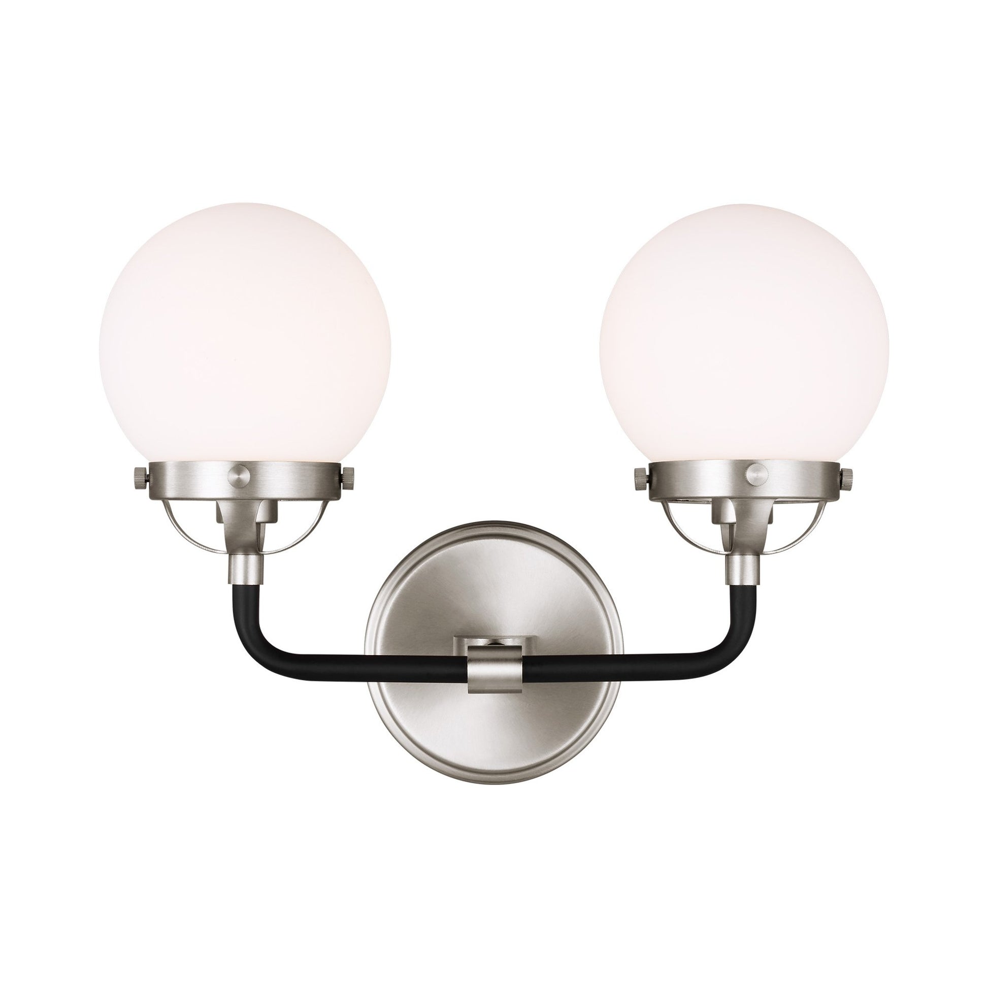 Cafe Bath Vanity Wall Light in Brushed Nickel (2-Light).