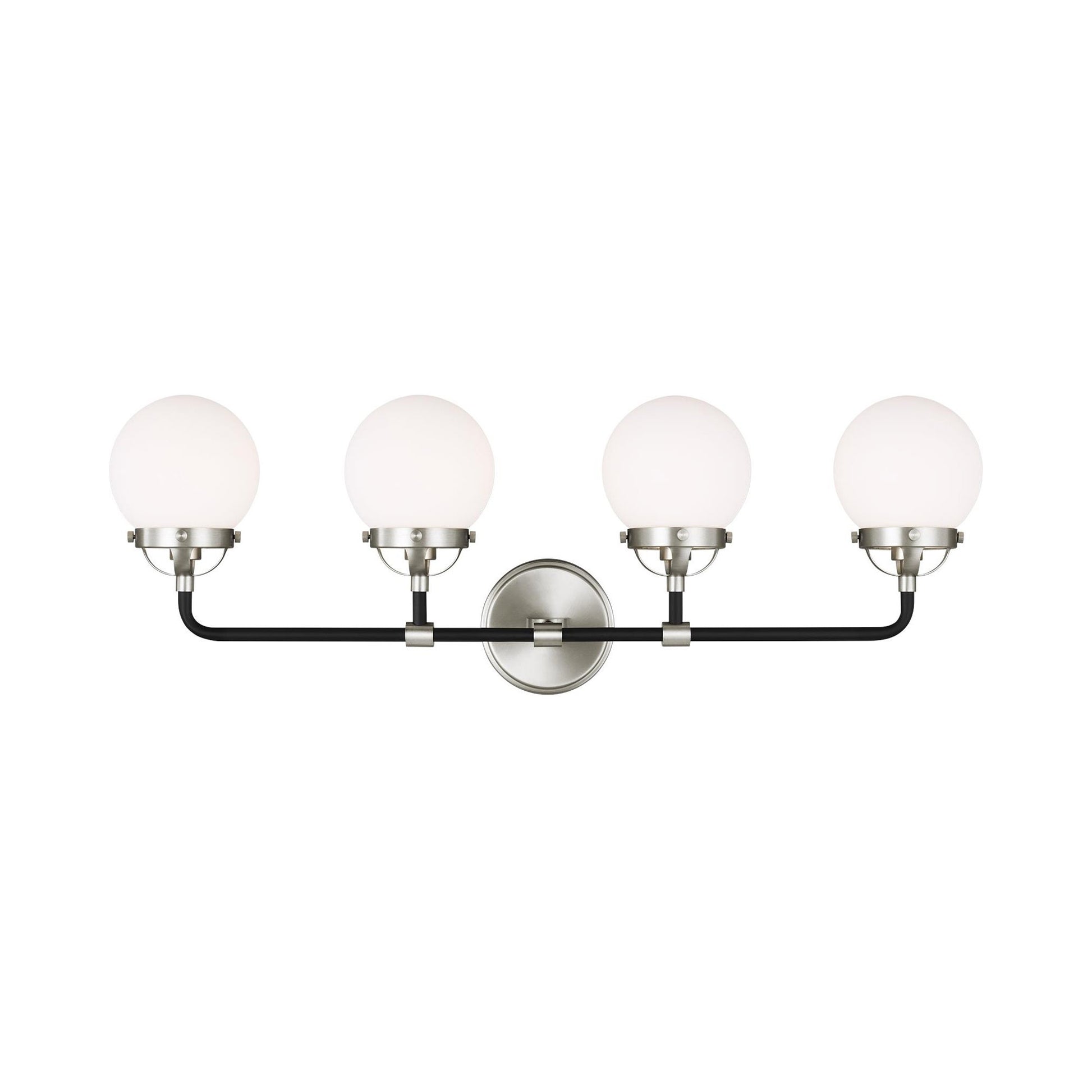 Cafe Bath Vanity Wall Light in Brushed Nickel (4-Light).